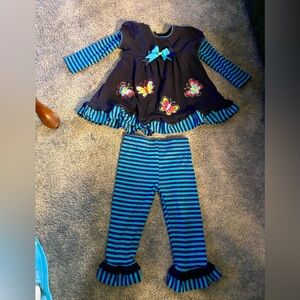 Rare Too! toddler girls 2 piece outfit. Dress/top and pants/leggings. 24 months.